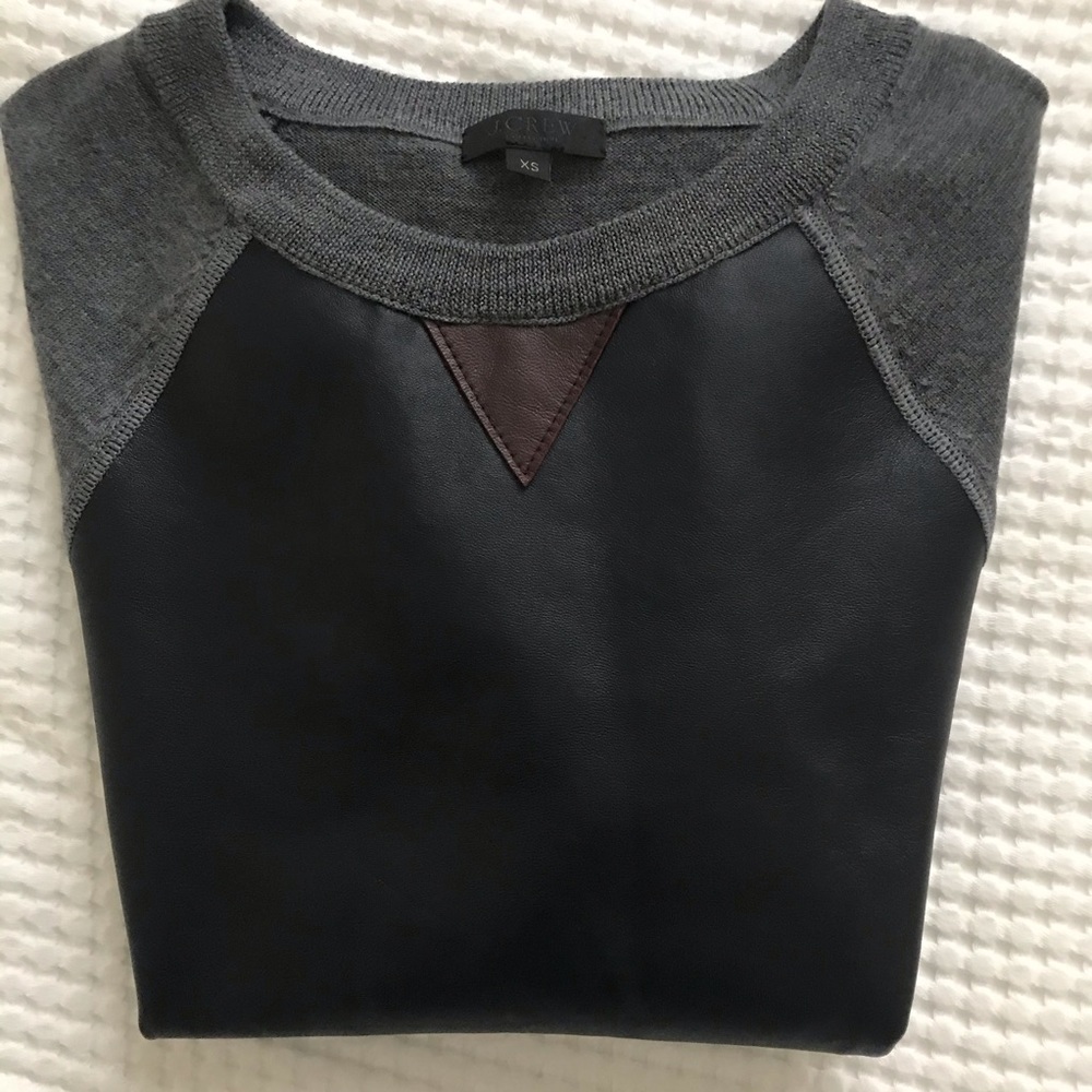 J. Crew Pullover Sweater with Leather Front